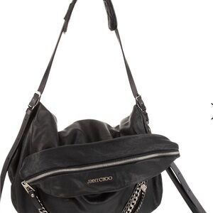 Jimmy Choo Black Leather Chain Shoulder Bag